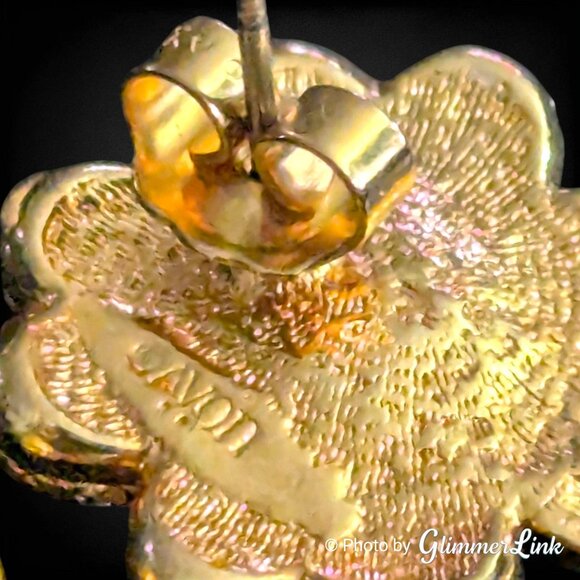 Vintage Avon Lucky Clover Earrings – Green Enamel Four Leaf Shamrock, 1990s - Picture 5 of 6